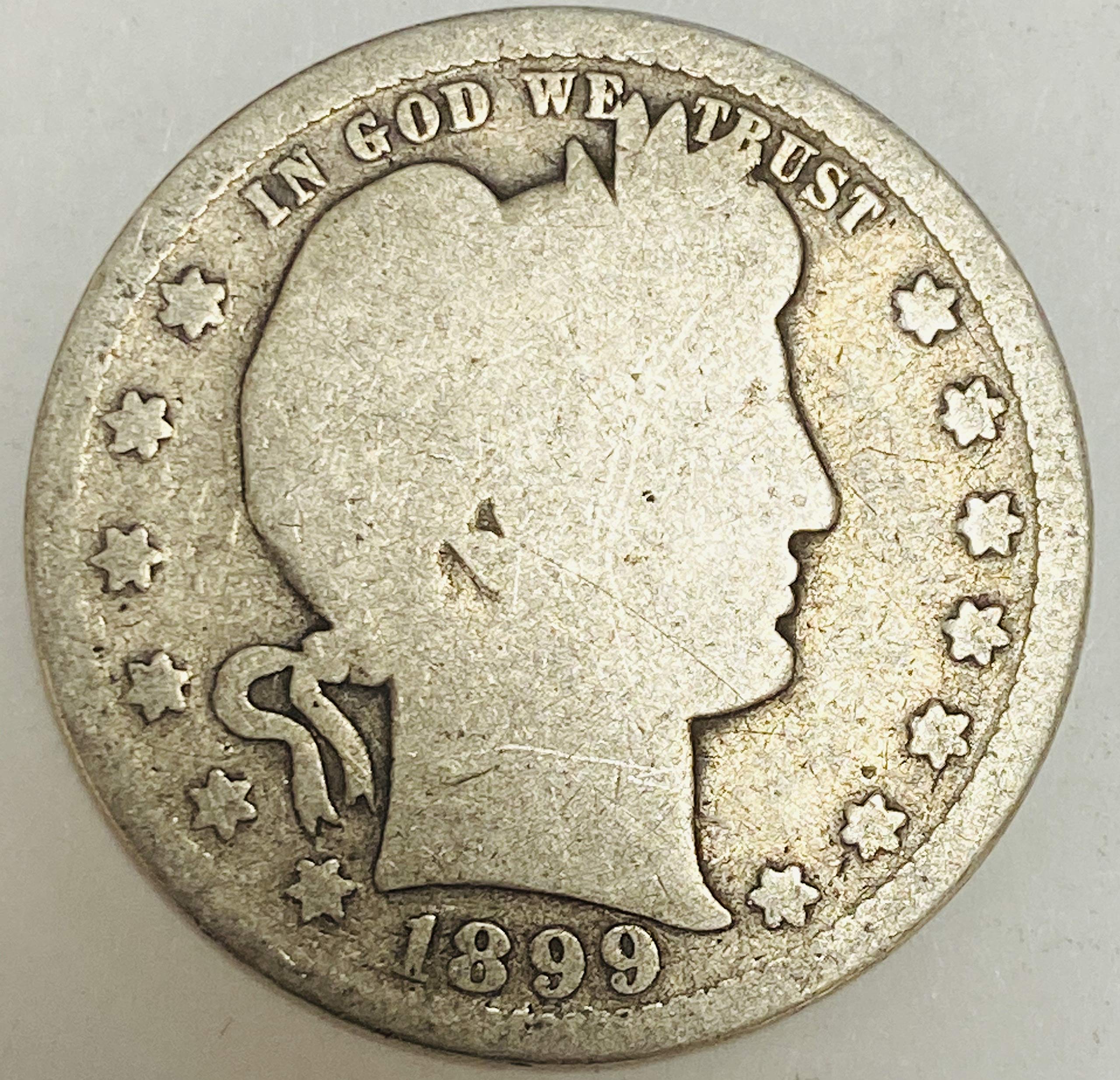 Amazon.com: 1899 P Silver Barber Quarter 25c G-VG